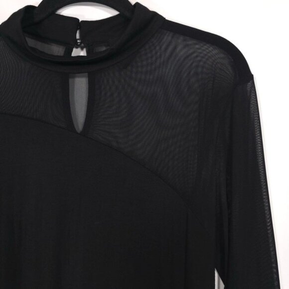 Revolve H:OURS Cherise Asymmetrical Mesh Mini Dress Black LARGE Long Sleeve - Picture 9 of 10